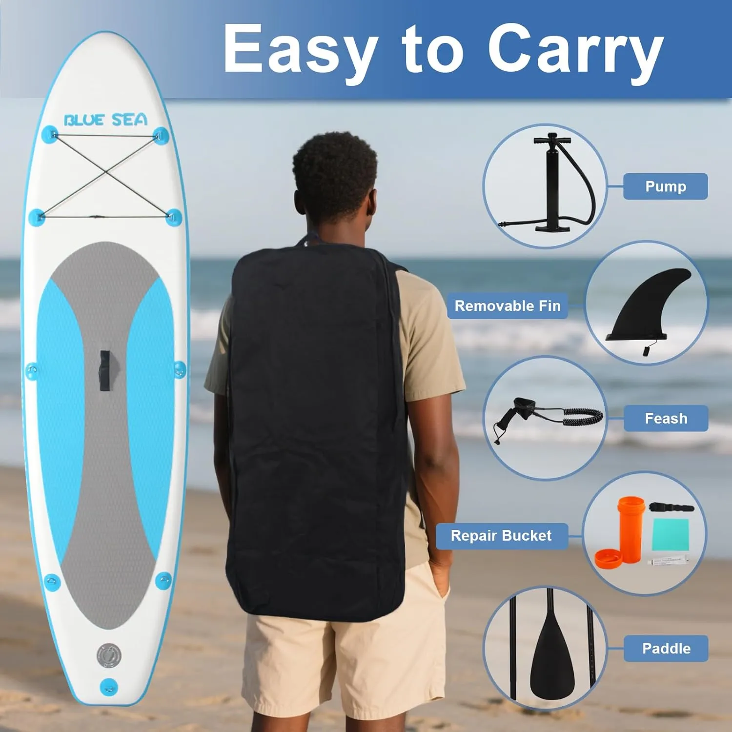 10' 11' Inflatable Stand up Paddle Board, Extra Wide SUP, with Premium Accessories, Hand Pump, Backpack, Unisex Adult, for Yoga Fishing Paddling