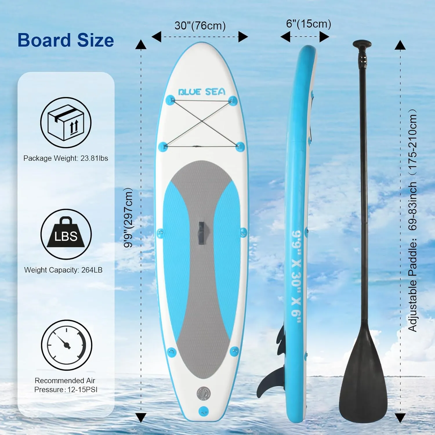 10' 11' Inflatable Stand up Paddle Board, Extra Wide SUP, with Premium Accessories, Hand Pump, Backpack, Unisex Adult, for Yoga Fishing Paddling