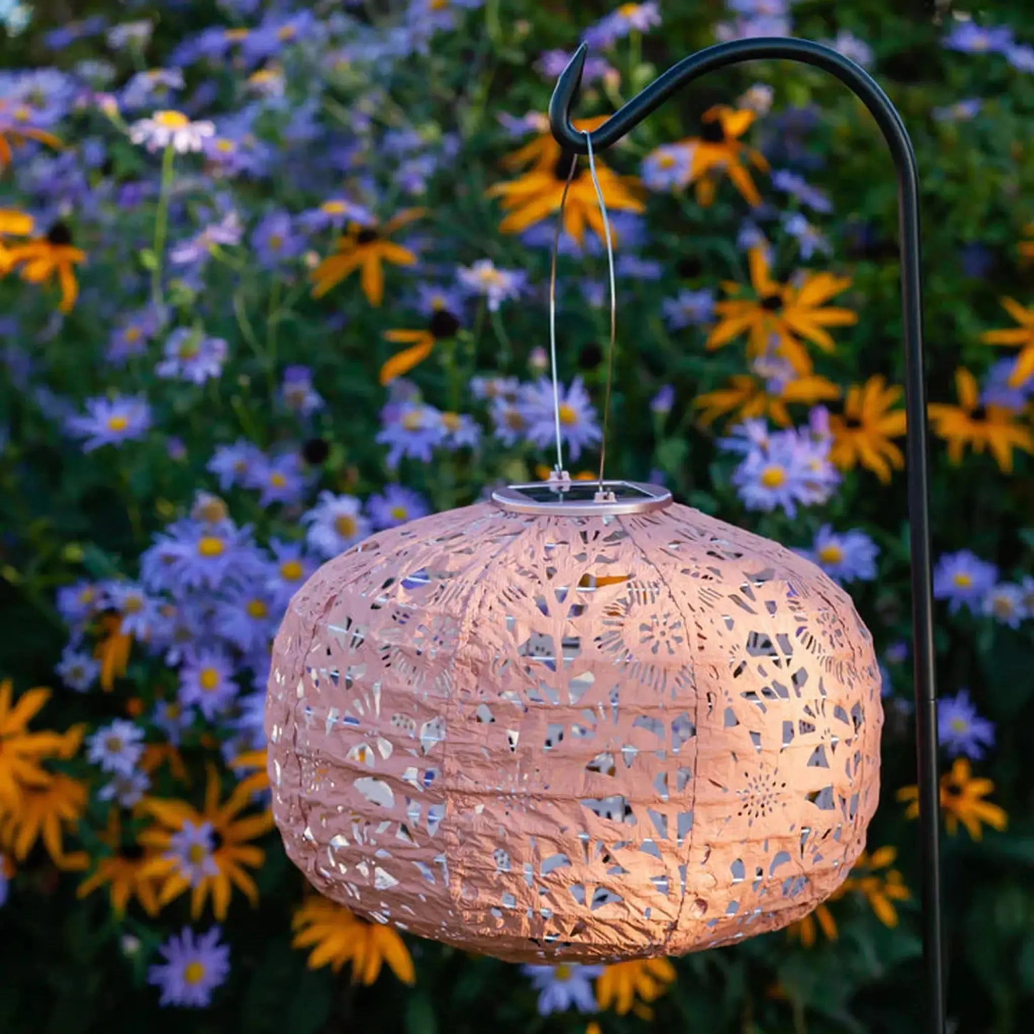 11" Square Sunflower Solar Lantern