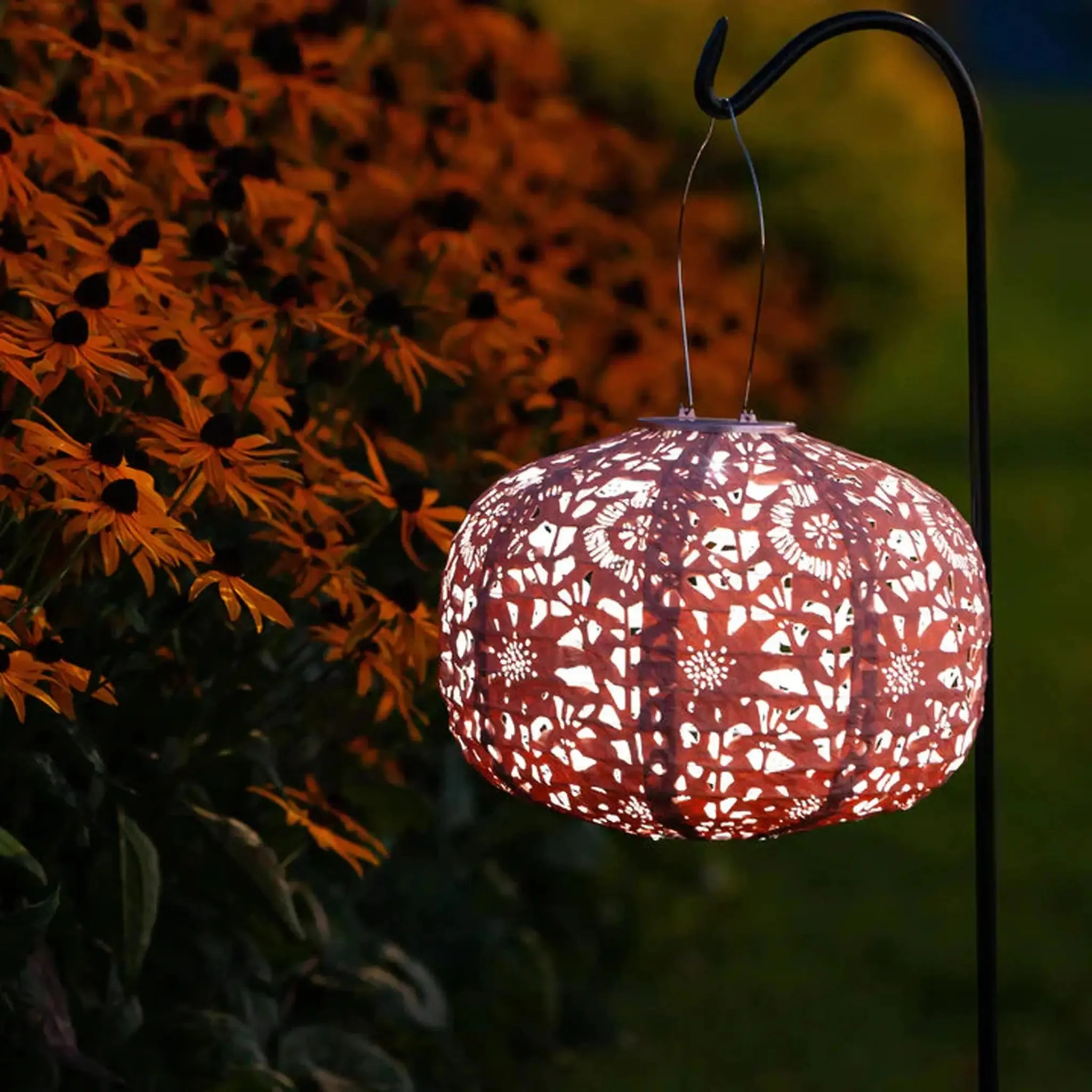 11" Square Sunflower Solar Lantern