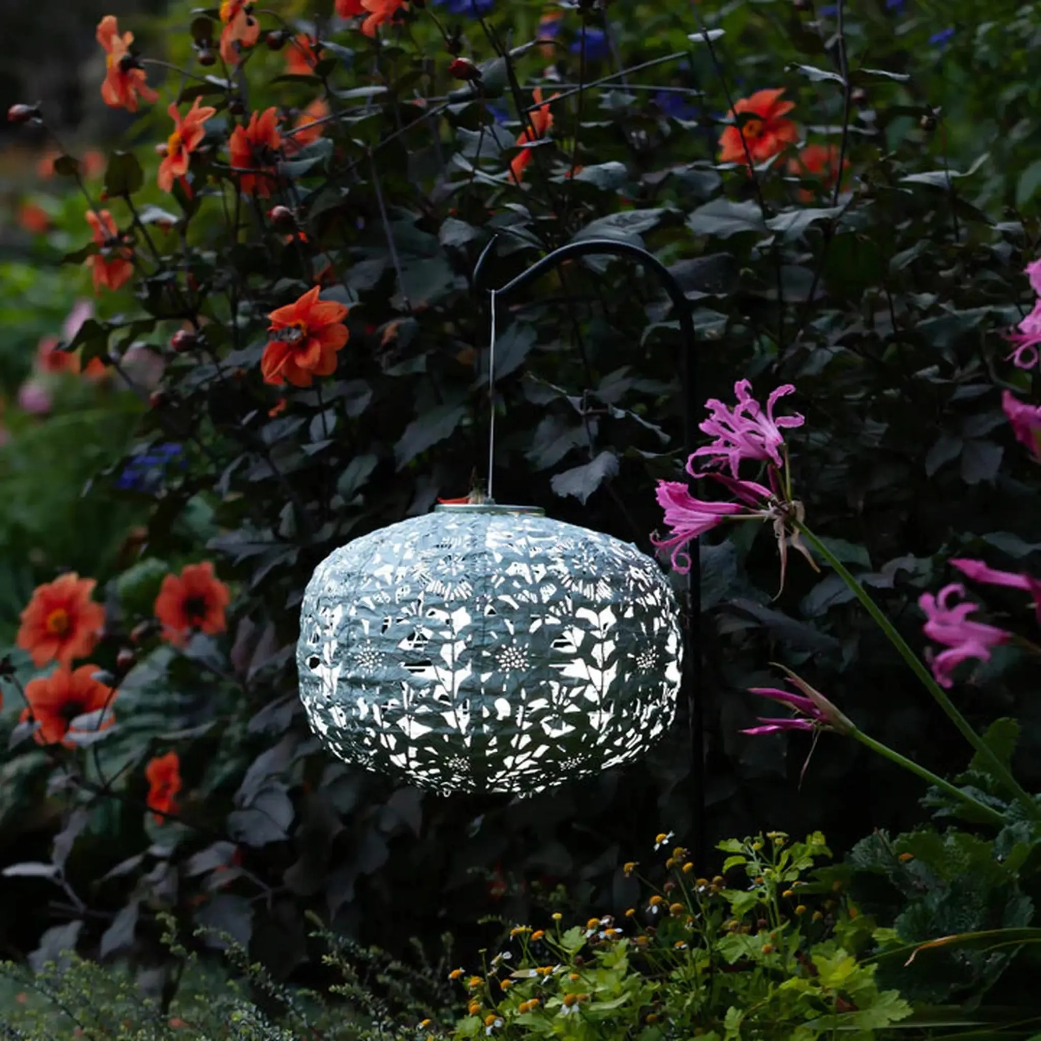 11" Square Sunflower Solar Lantern