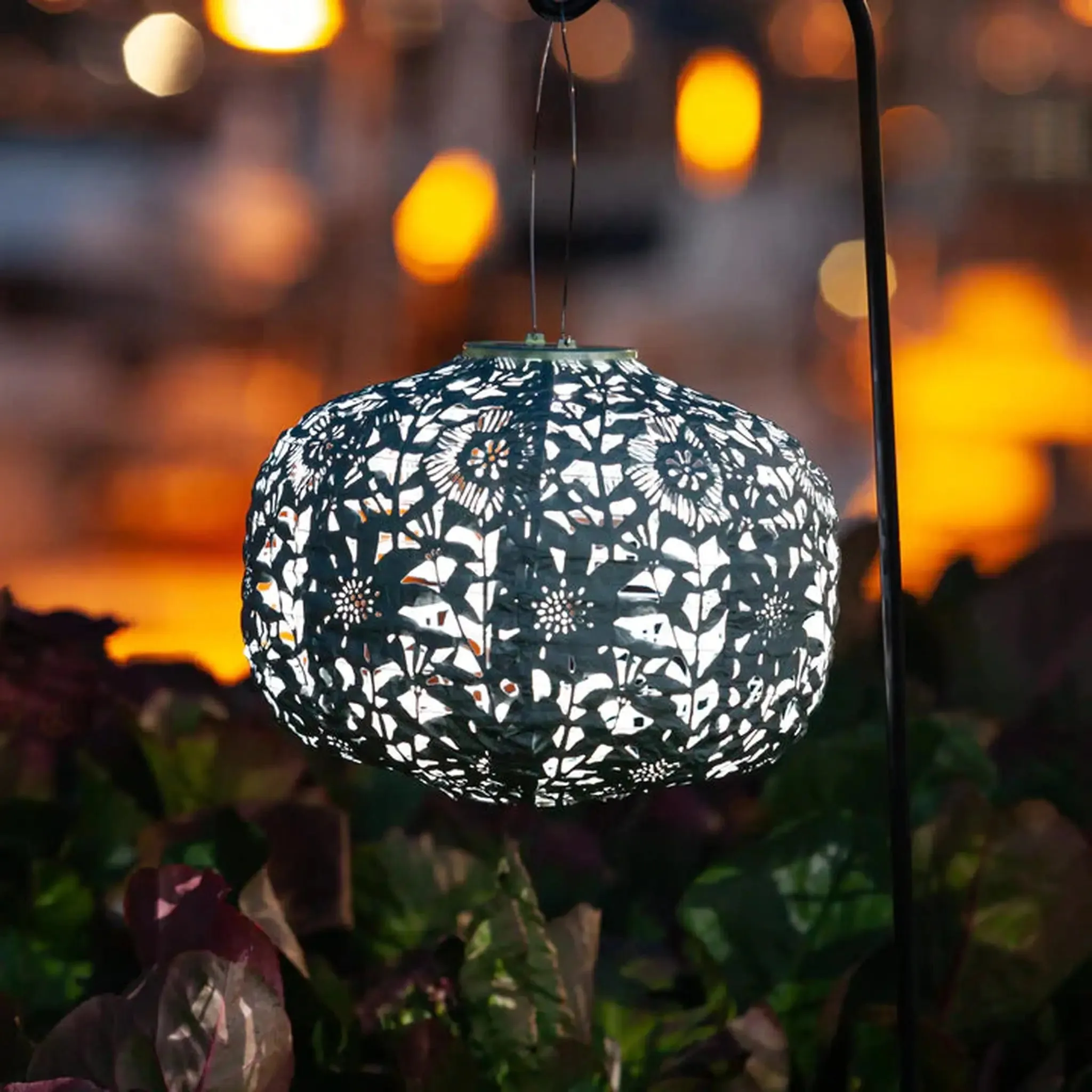 11" Square Sunflower Solar Lantern