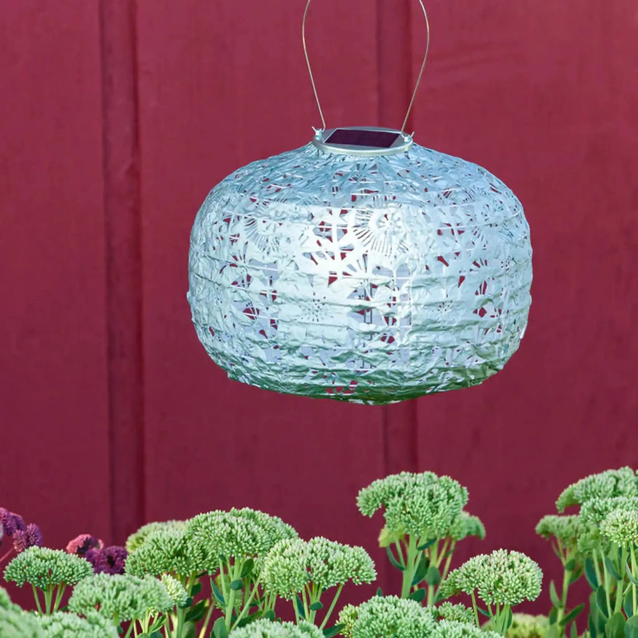 11" Square Sunflower Solar Lantern