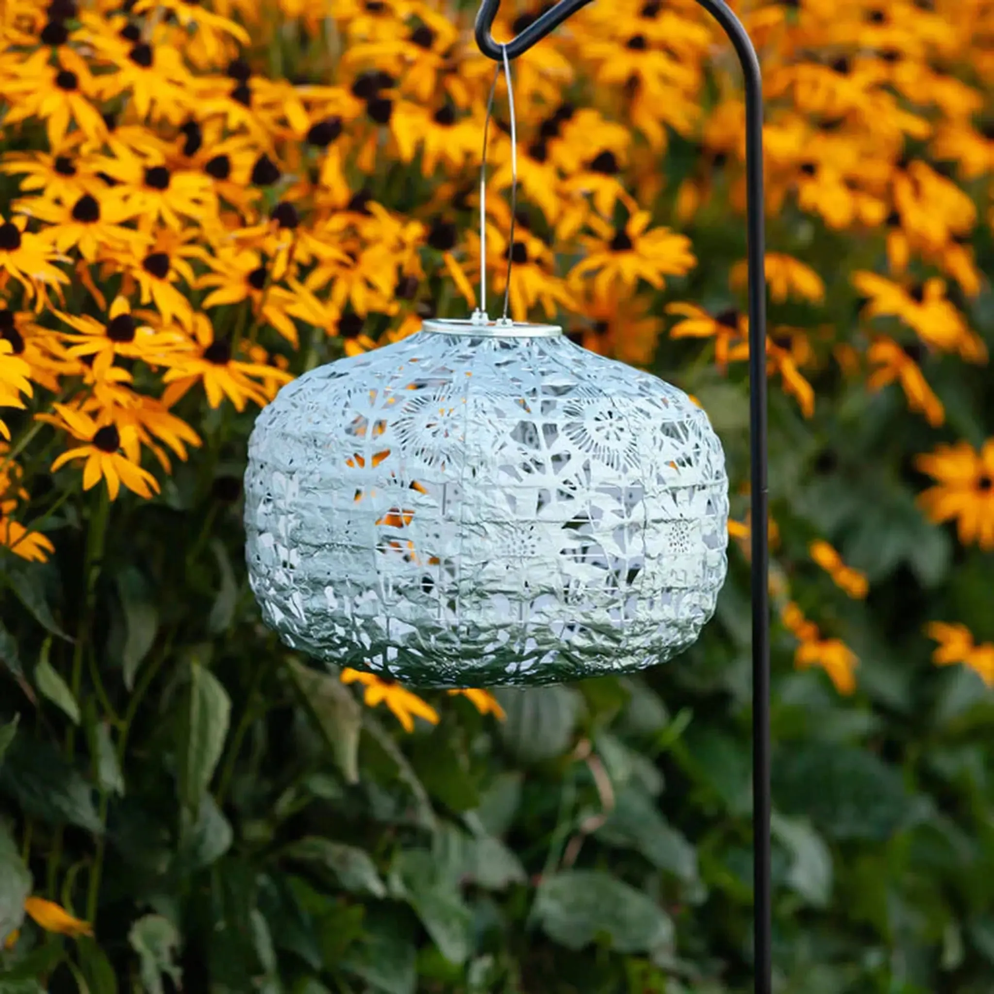 11" Square Sunflower Solar Lantern