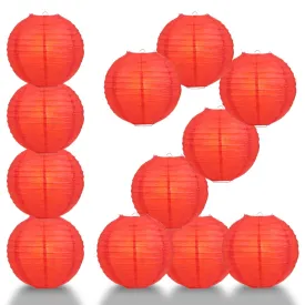 12-Pack 16 Inch Red Parallel Ribbing Round Paper Lantern