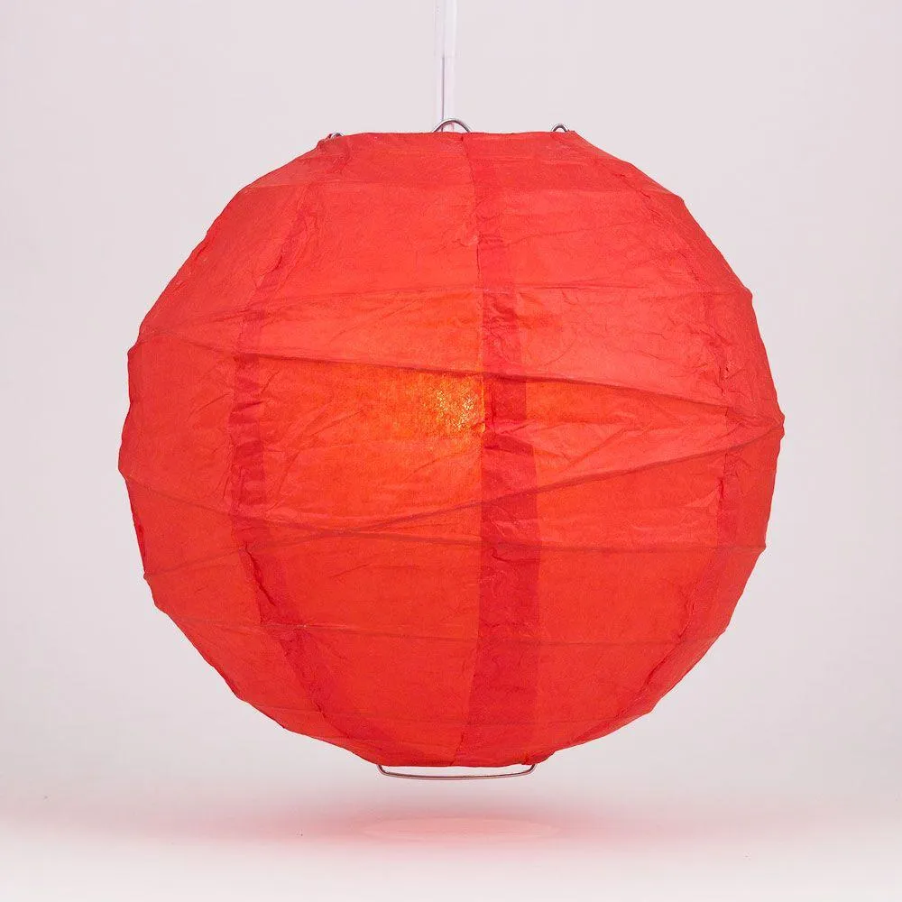 12" Red Round Paper Lantern, Crisscross Ribbing, Chinese Hanging Wedding & Party Decoration