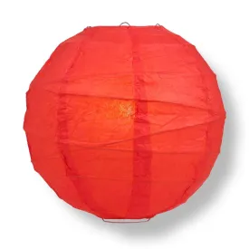 12" Red Round Paper Lantern, Crisscross Ribbing, Chinese Hanging Wedding & Party Decoration