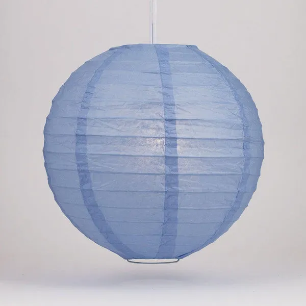 16" Serenity Blue Round Paper Lantern, Even Ribbing, Chinese Hanging Decoration for Weddings and Parties