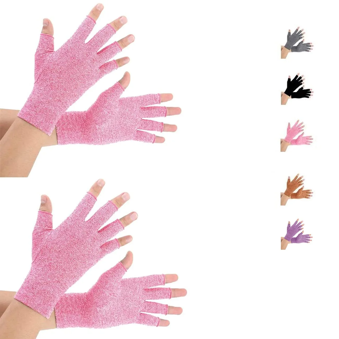 2 Pairs Arthritis Gloves for Women & Men - Compression Gloves for Arthritis Pain Relief - Rheumatoid & Osteoarthritis, for Typing and Daily Work. M Pink 2