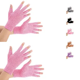 2 Pairs Arthritis Gloves for Women & Men - Compression Gloves for Arthritis Pain Relief - Rheumatoid & Osteoarthritis, for Typing and Daily Work. M Pink 2