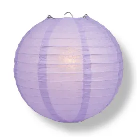 20" Lavender Round Paper Lantern, Parallel Ribbing, Chinese Hanging Wedding & Party Decoration