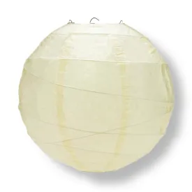 24" Ivory Round Paper Lantern, Crisscross Ribbing, Chinese Hanging Wedding & Party Decoration
