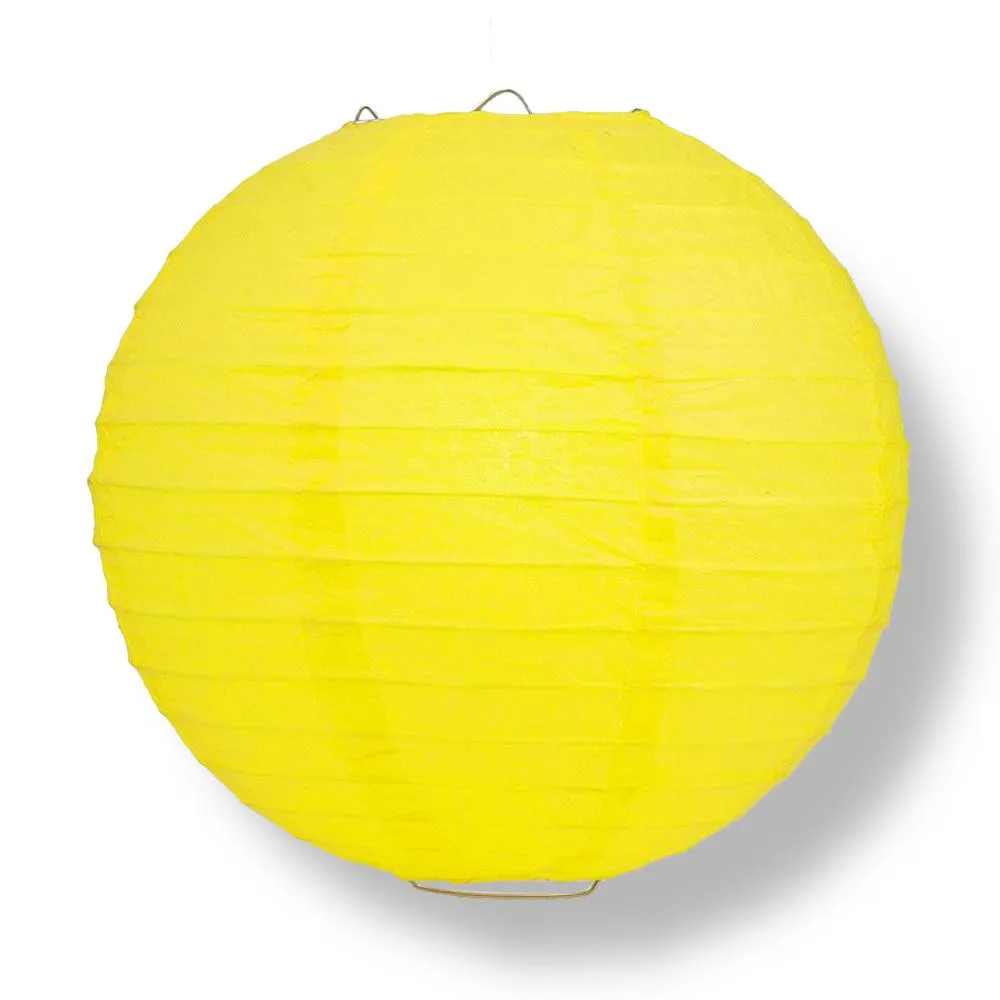 30 Inch Yellow Jumbo Parallel Ribbing Round Paper Lantern (Value Packs)