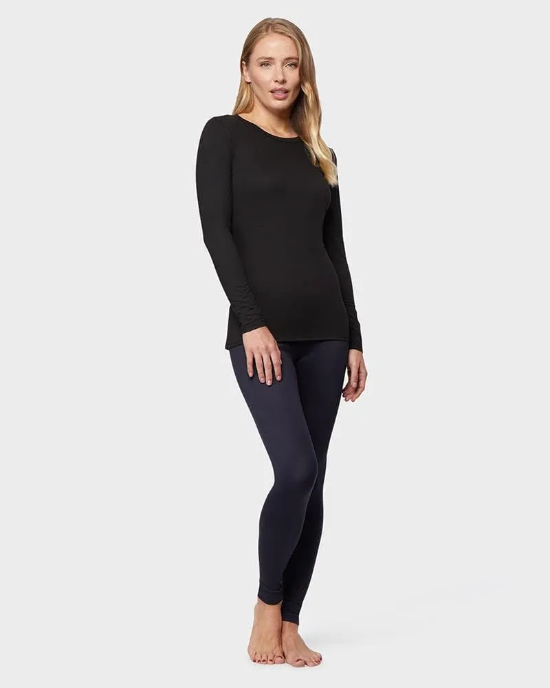 32 Degrees Women's Lightweight Baselayer Crew Top | Long Sleeve | Form Fitting | 4-Way Stretch | Thermal