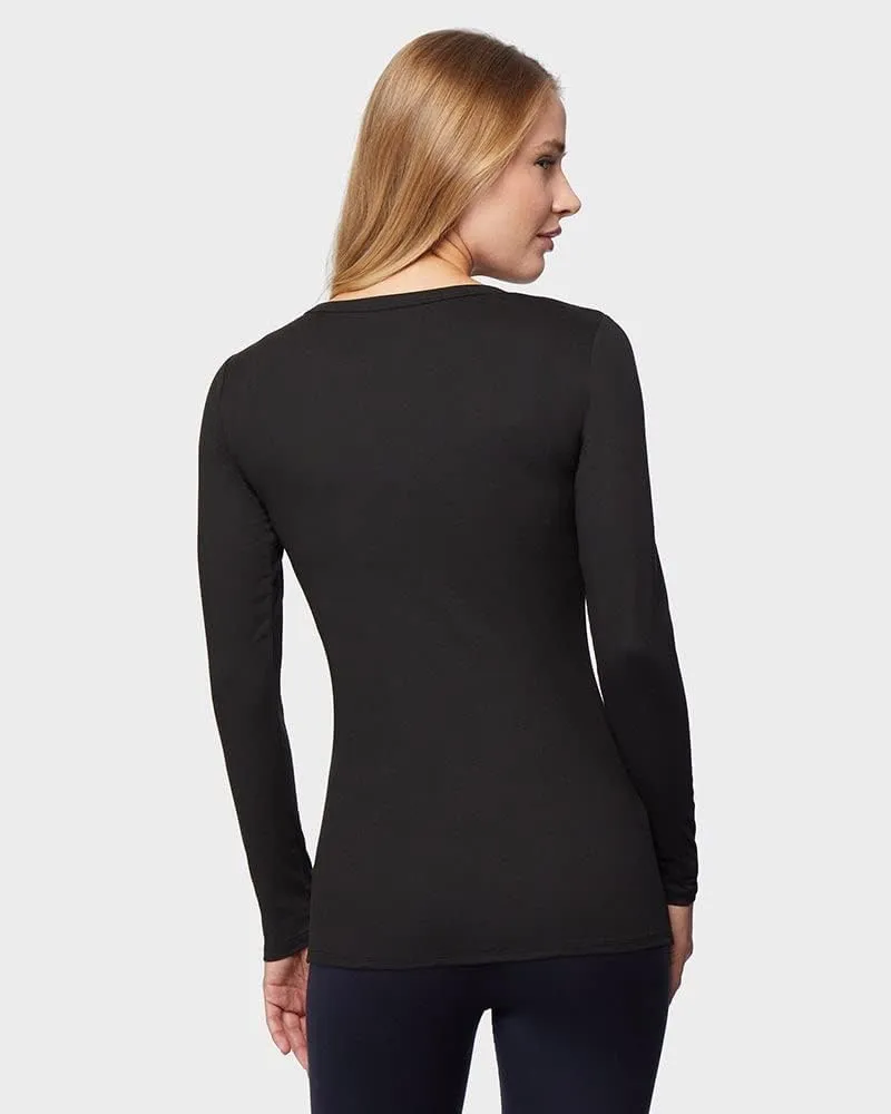 32 Degrees Women's Lightweight Baselayer Crew Top | Long Sleeve | Form Fitting | 4-Way Stretch | Thermal