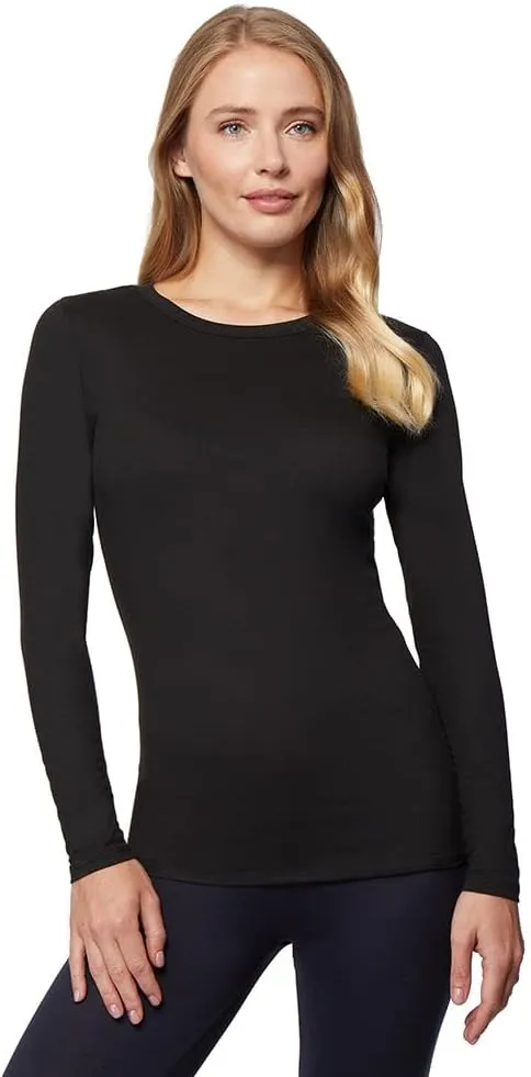 32 Degrees Women's Lightweight Baselayer Crew Top | Long Sleeve | Form Fitting | 4-Way Stretch | Thermal