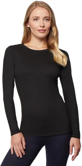 32 Degrees Women's Lightweight Baselayer Crew Top | Long Sleeve | Form Fitting | 4-Way Stretch | Thermal