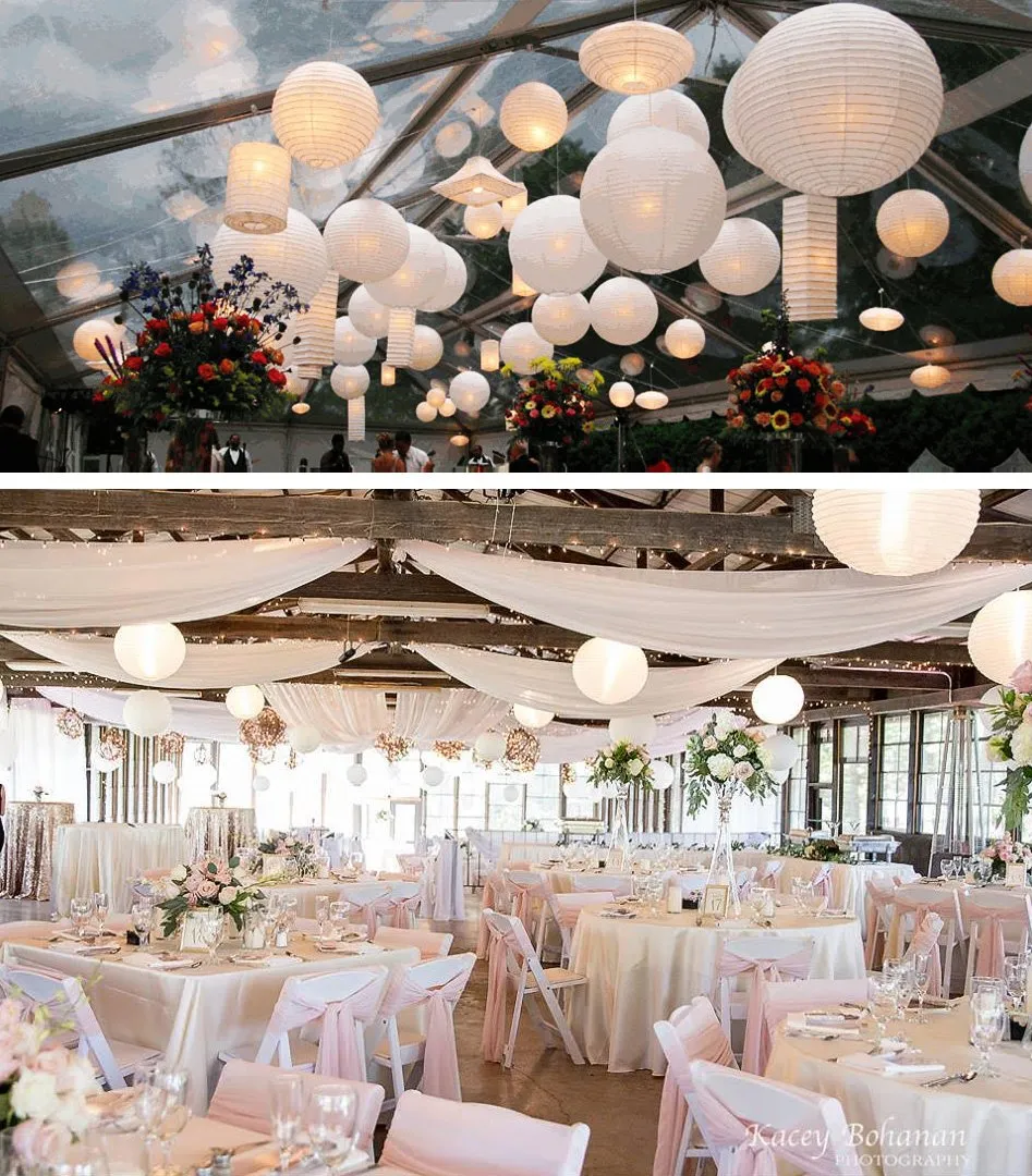 36 Inch White Parallel Ribbing Jumbo Paper Lantern