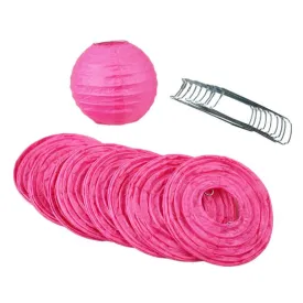 4" Fuchsia / Hot Pink Round Paper Lantern, Even Ribbing, Hanging Decoration (10 PACK) (String Light Sold Separately)