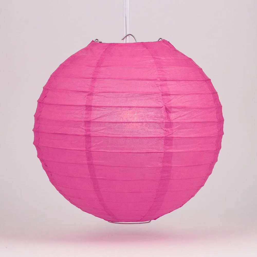 4" Fuchsia / Hot Pink Round Paper Lantern, Even Ribbing, Hanging Decoration (10 PACK) (String Light Sold Separately)