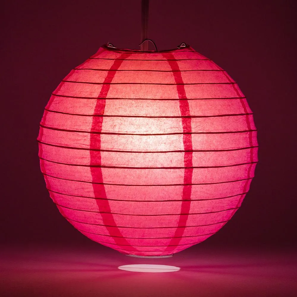 4" Fuchsia / Hot Pink Round Paper Lantern, Even Ribbing, Hanging Decoration (10 PACK) (String Light Sold Separately)