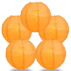 5-Pack 16 Inch Orange Free-Style Ribbing Round Paper Lantern