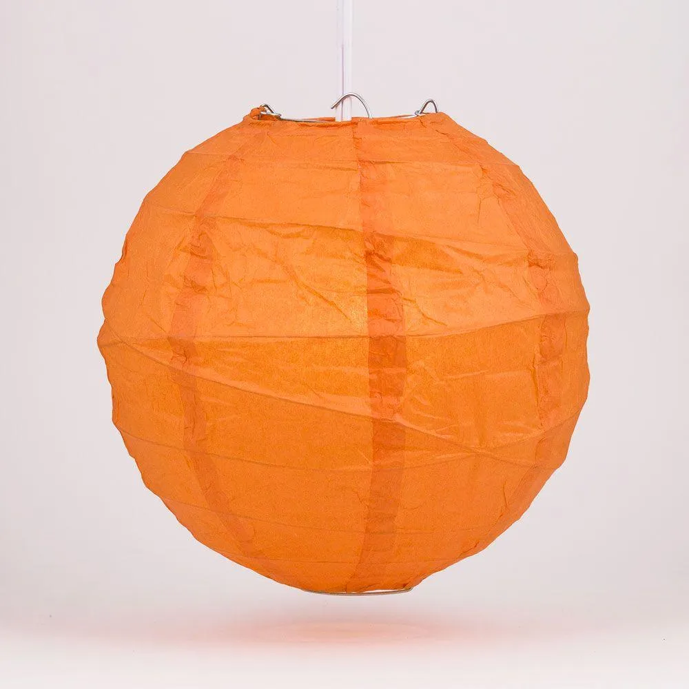 5-Pack 16 Inch Persimmon Orange Free-Style Ribbing Round Paper Lantern
