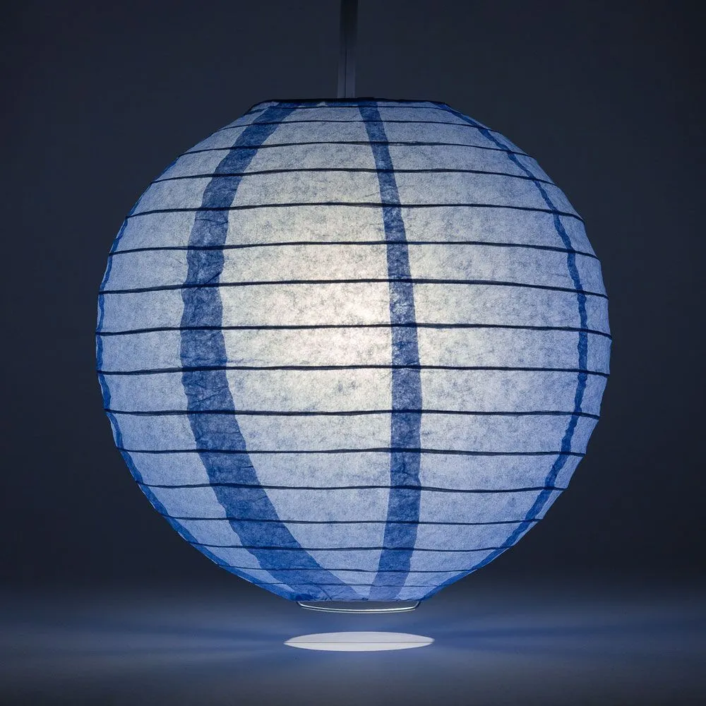 6" Serenity Blue Round Paper Lantern, Even Ribbing, Hanging Decoration