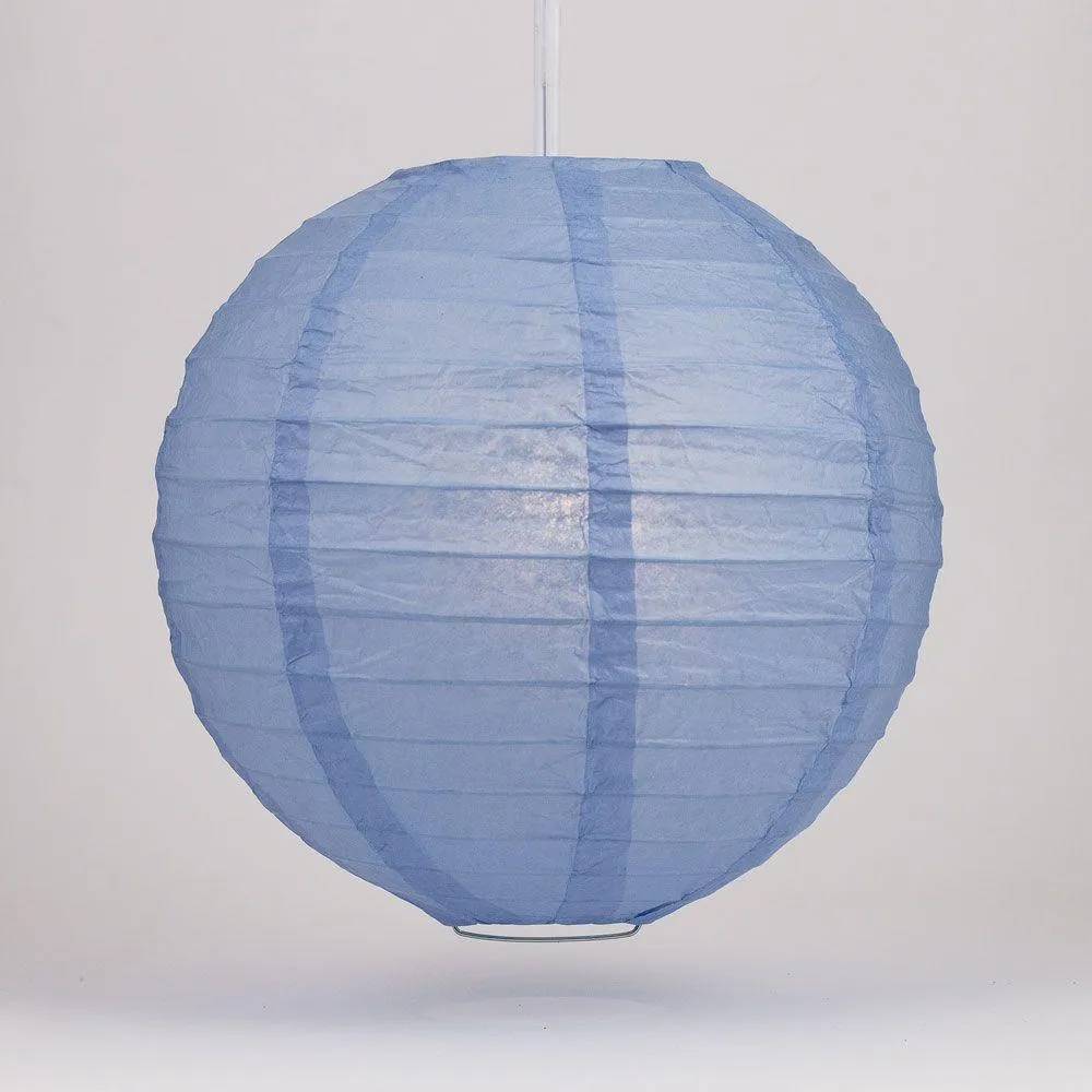 6" Serenity Blue Round Paper Lantern, Even Ribbing, Hanging Decoration