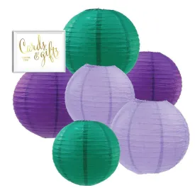 Aqua, Lavender, Purple Hanging Paper Lanterns Decorative Kit