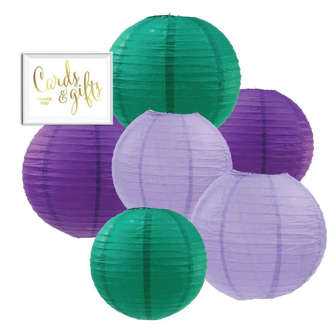 Aqua, Lavender, Purple Hanging Paper Lanterns Decorative Kit