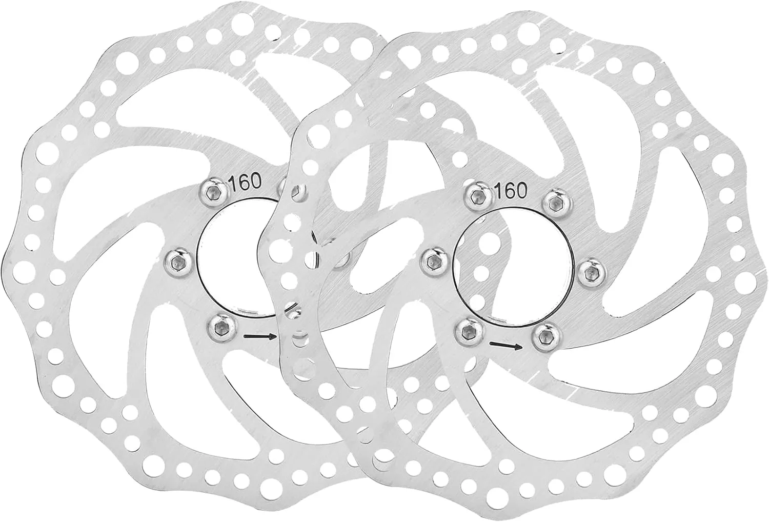 Bicycle Brake Rotor, Stainless Steel Bike Brake Rotor Mountain Bike 160mm Threaded Hubs Brake Disc Rotor Flange Adapter with 6 Bolts (2pcs)