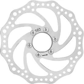 Bicycle Brake Rotor, Stainless Steel Bike Brake Rotor Mountain Bike 160mm Threaded Hubs Brake Disc Rotor Flange Adapter with 6 Bolts (2pcs)