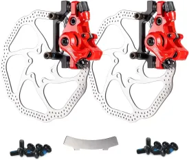 Bike Disc Brake Kit, Including Front and Rear Caliper, 160mm Rotor, Mechanic Tool-Free Pad Adjuster for Mountain Bike, Road Bike, Fixed Gear Bike, MTB, BMX