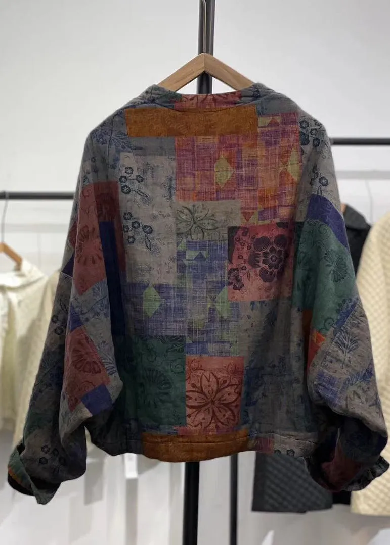 Boho Purple Asymmetrical Patchwork Fine Cotton Filled Coats Winter ML2579