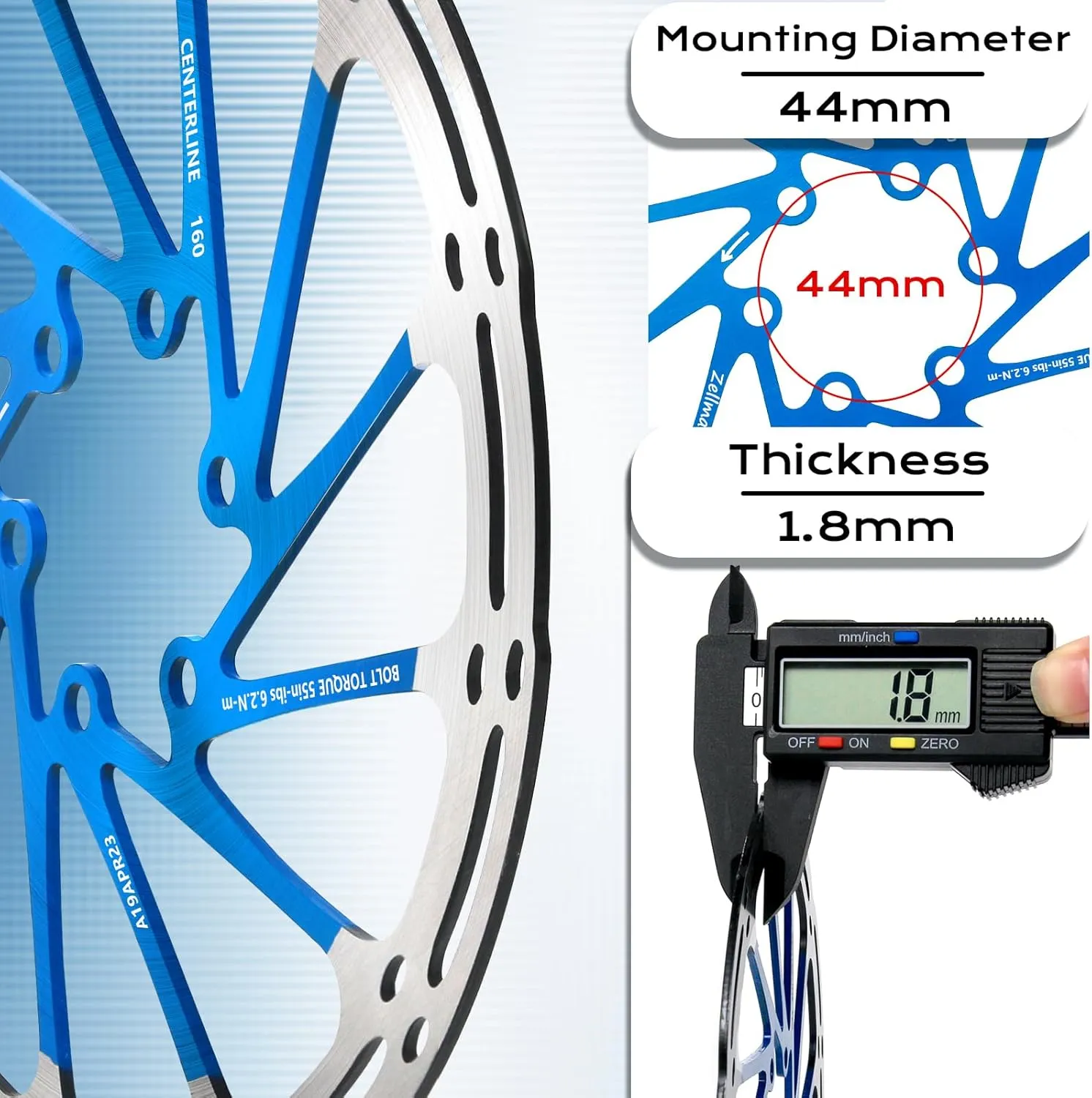 BUCKLOS Centerline 2PC Bike Brake Rotors 140mm 160mm 180mm 203mm, MTB Stainless Steel Bicycle Disc Rotors with 12 Bolts for Mountain Road Bike/Ebike/BMX