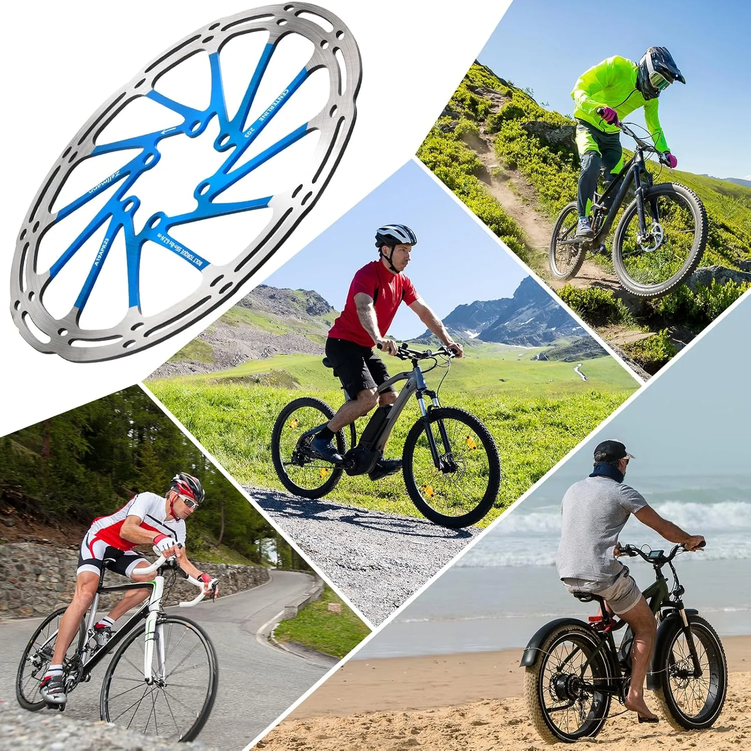 BUCKLOS Centerline 2PC Bike Brake Rotors 140mm 160mm 180mm 203mm, MTB Stainless Steel Bicycle Disc Rotors with 12 Bolts for Mountain Road Bike/Ebike/BMX