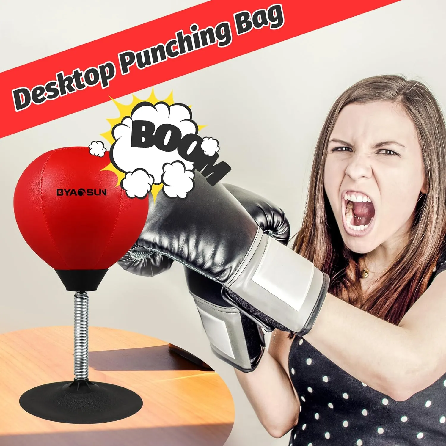 Desktop Punching Bag,Portable Strong Suction Cup Boxing Bag Speed Balls,for Home or Office Boxing Stress Relief Training,Fun Gift for Family or Boss or Coworker