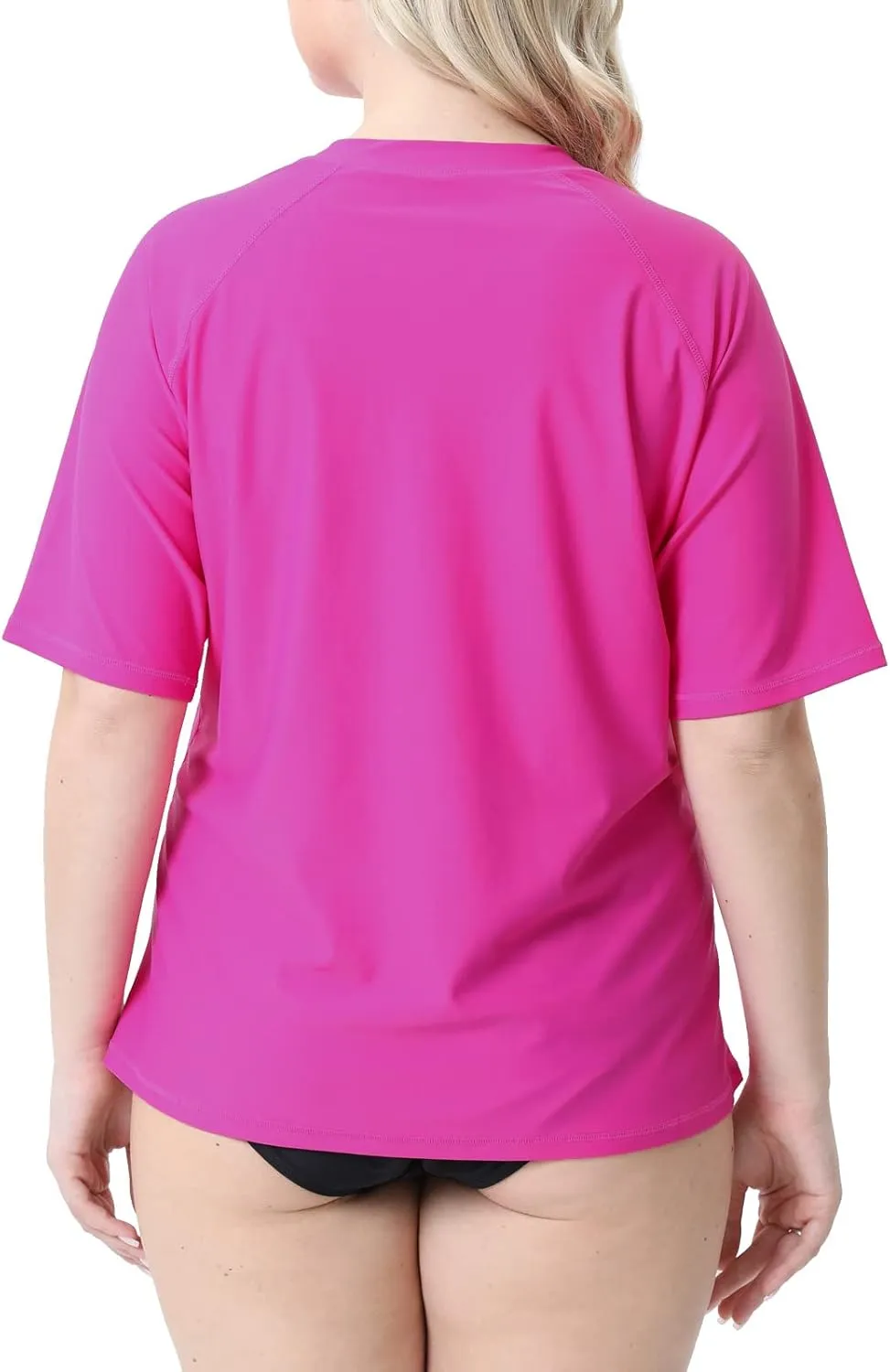 Halcurt Women's Plus Size Half Zip Short Sleeve Rash Guard Swim Top Loose Fit Swim Shirt UPF50  Swimsuit