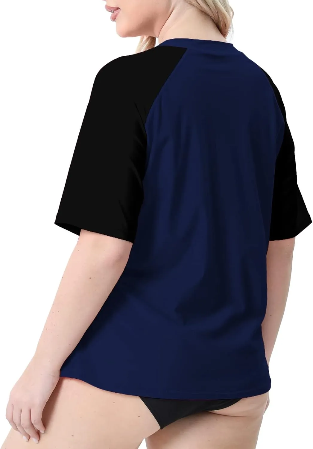 Halcurt Women's Plus Size Half Zip Short Sleeve Rash Guard Swim Top Loose Fit Swim Shirt UPF50  Swimsuit