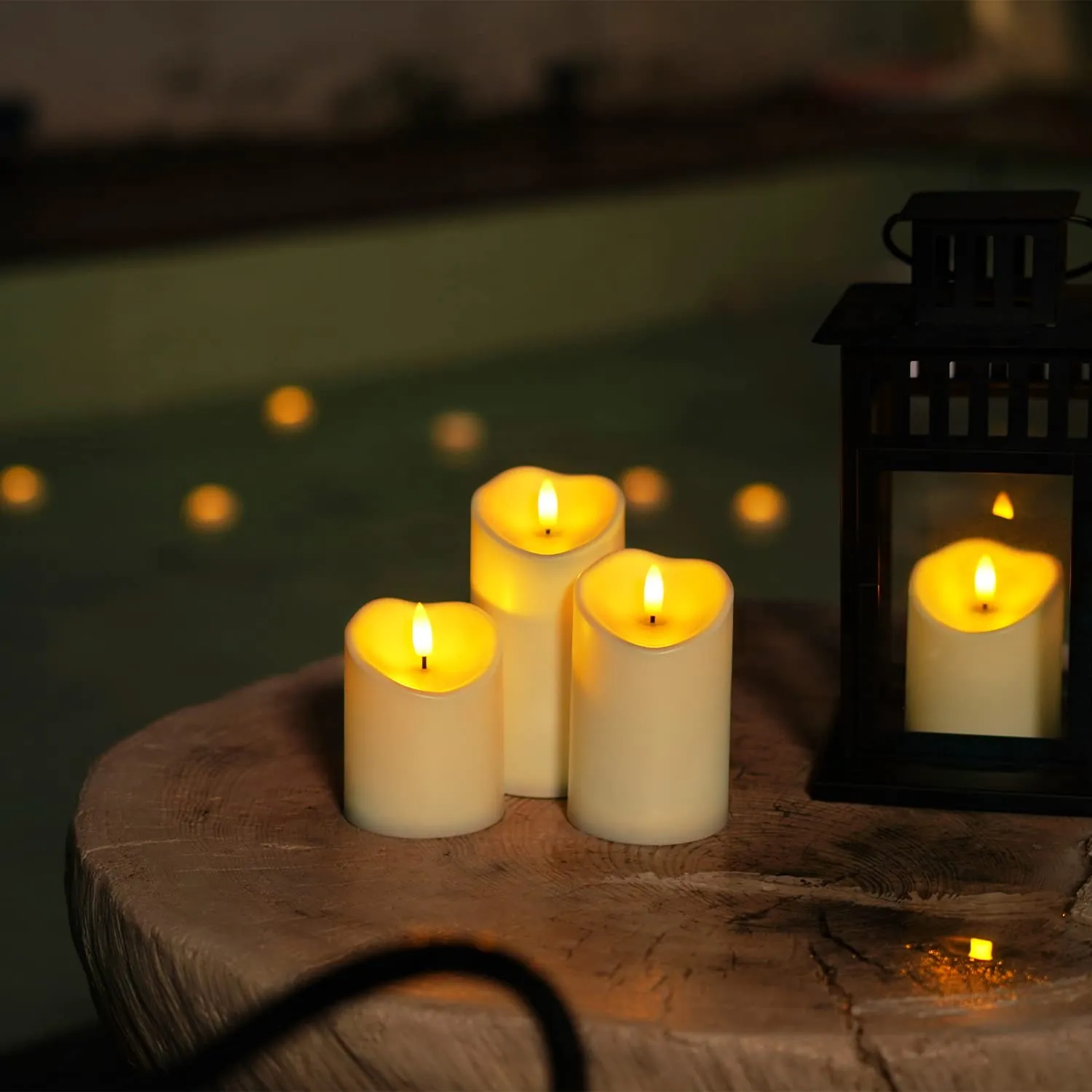 Homemory Rechargeable Flameless Candles, LED Candles, Battery Operated Candles with Remote and Timers, Outdoor Waterproof, Long Lasting, Set of 3