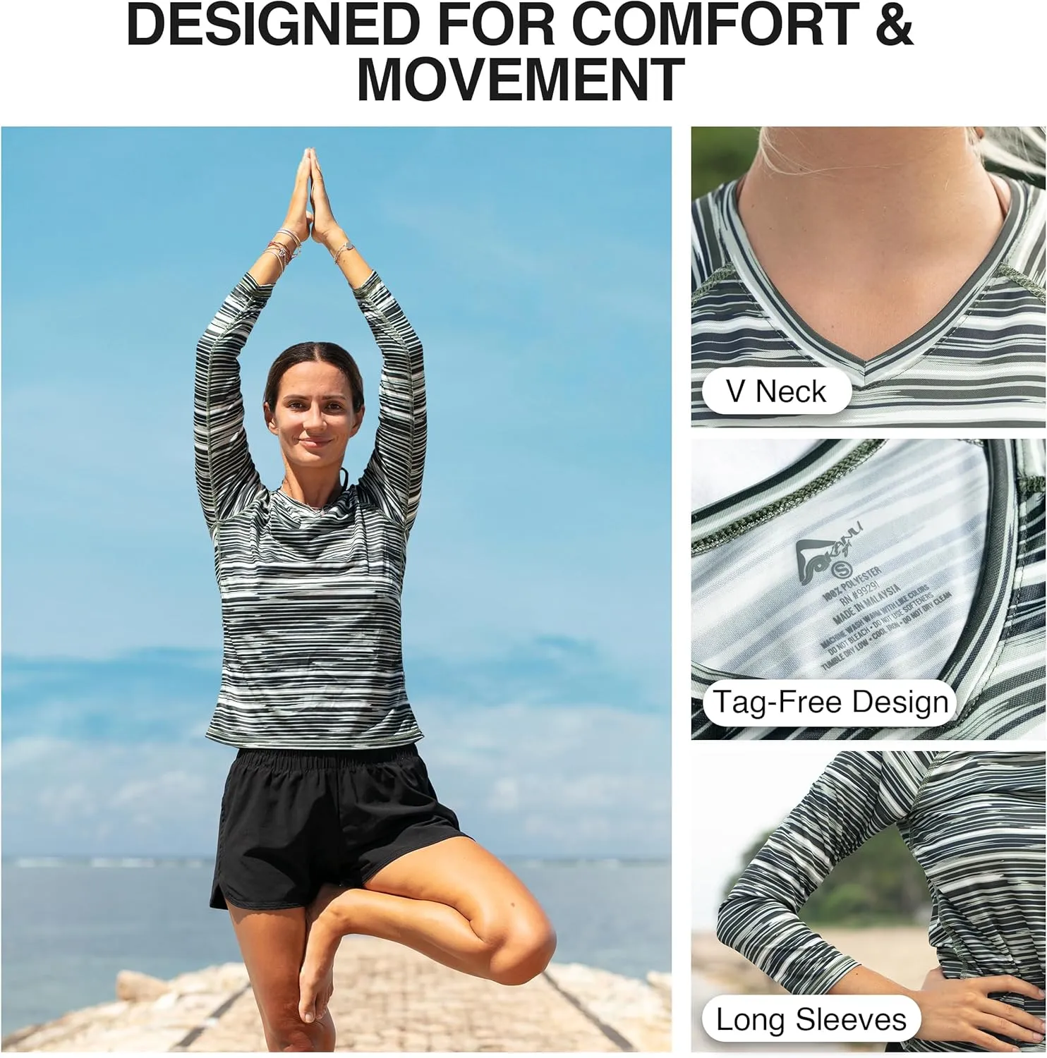 Kanu Surf Women's UPF 50  Long Sleeve Active Swim Tee & Workout Top