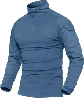 MAGCOMSEN Men's Tactical Military Shirts 1/4 Zip Long Sleeve Shirt with Pockets