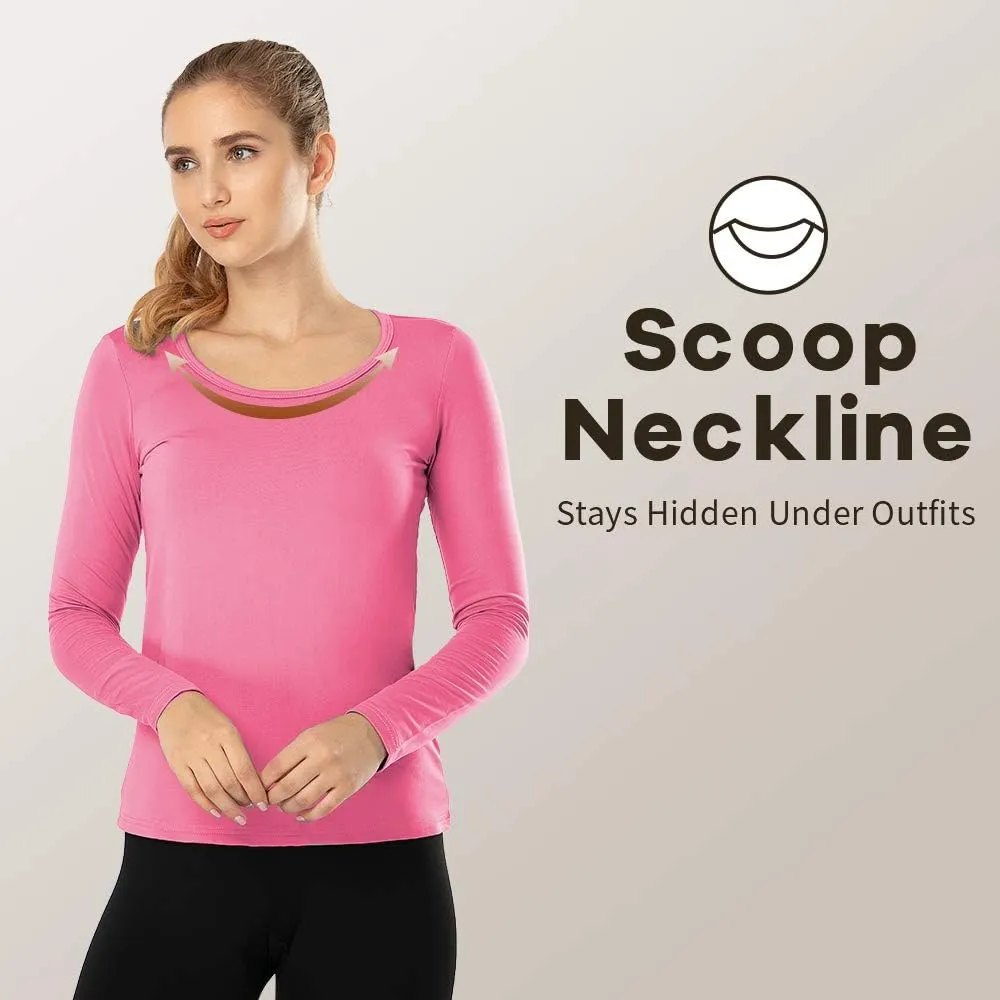 MANCYFIT Thermal Tops for Women Fleece Lined Shirt Long Sleeve Base Layer V Neck