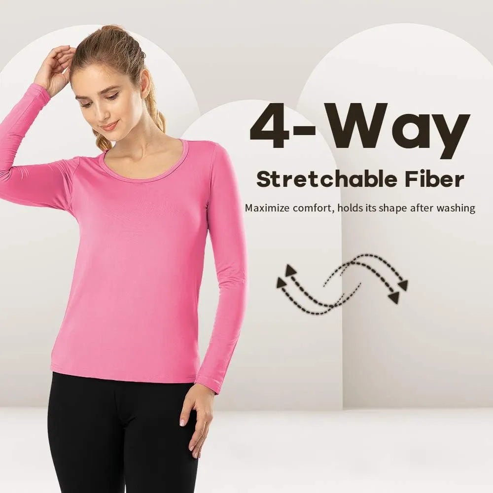 MANCYFIT Thermal Tops for Women Fleece Lined Shirt Long Sleeve Base Layer V Neck