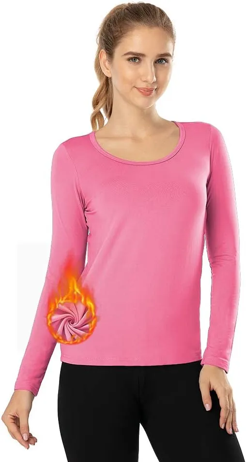 MANCYFIT Thermal Tops for Women Fleece Lined Shirt Long Sleeve Base Layer V Neck