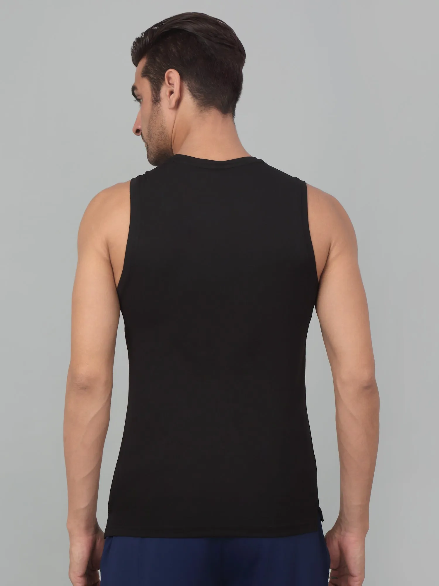 Men's Black  Round neck Sleeveless Tank top