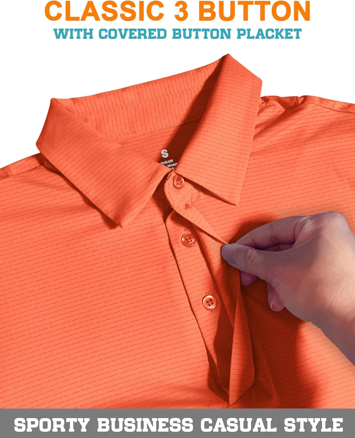 Men's Golf Polo Shirts UPF 50  Short Sleeve Dri Fit Polos Stretch Performance Collared Golf Casual Work Business Wear