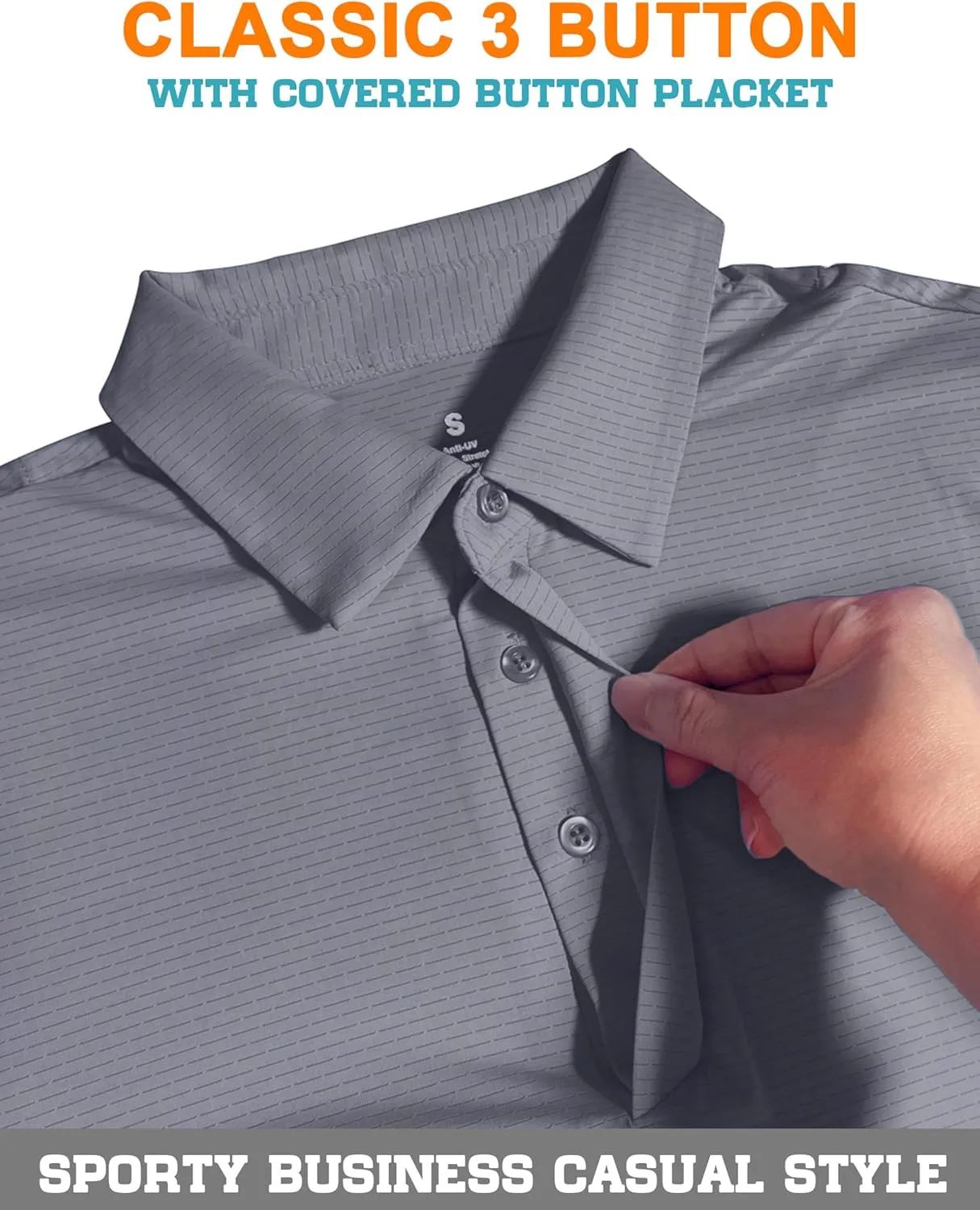 Men's Golf Polo Shirts UPF 50  Short Sleeve Dri Fit Polos Stretch Performance Collared Golf Casual Work Business Wear