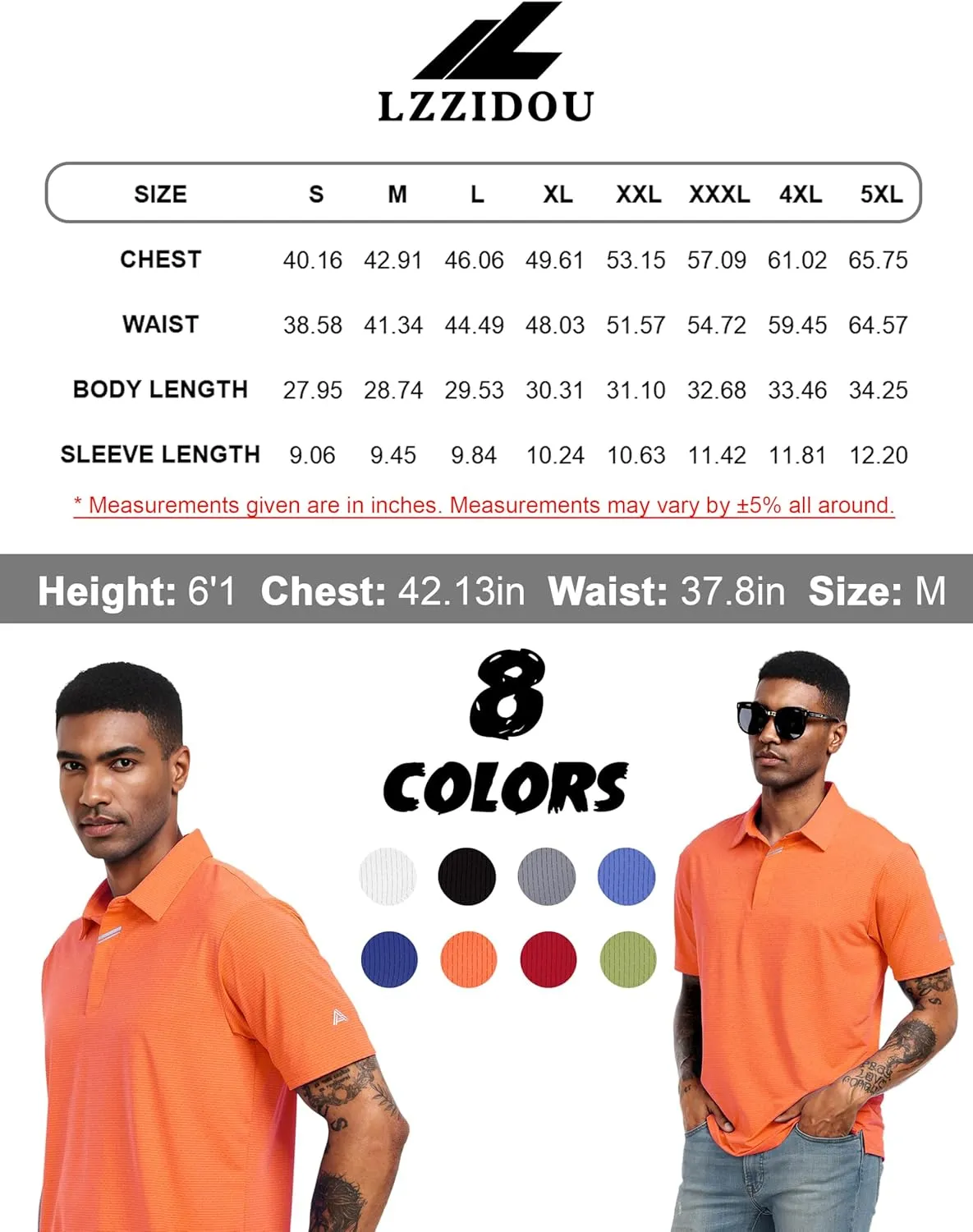Men's Golf Polo Shirts UPF 50  Short Sleeve Dri Fit Polos Stretch Performance Collared Golf Casual Work Business Wear